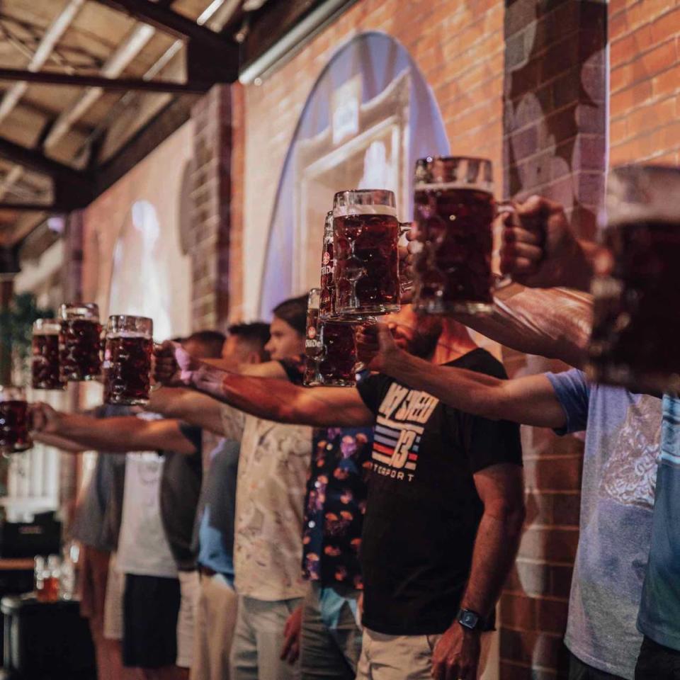 Gilde Brewery in Charlotte’s Lower South End hosts Stein holding competitions during its Oktoberfest celebrations.