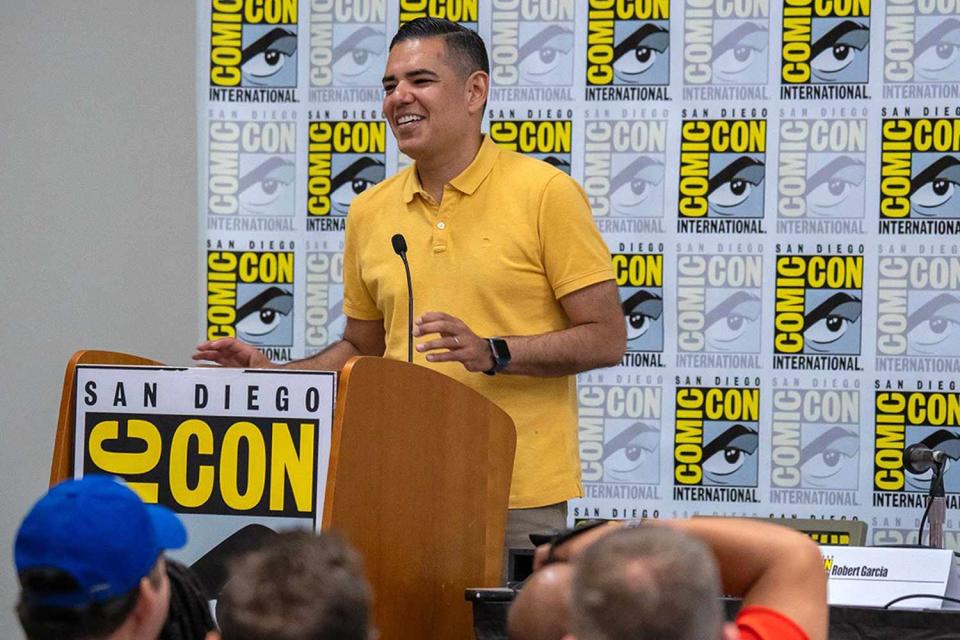 <p>Dylan James</p> Robert Garcia, San Diego Comic Con 2023