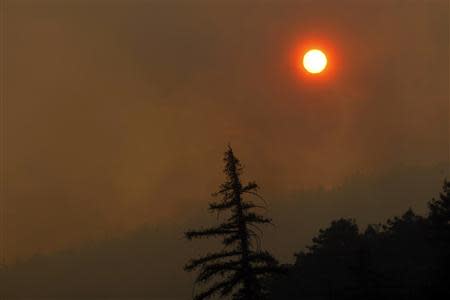 Thick smoke is seen during wildfires in Big Sur, California, December 16, 2013. REUTERS/Michael Fiala