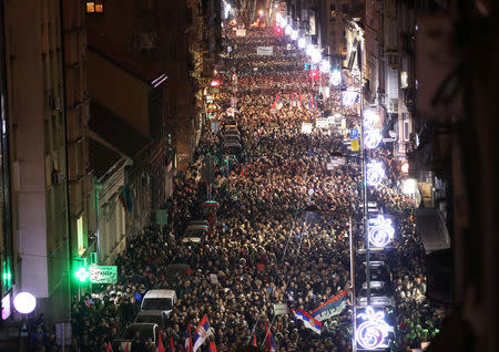 Demonstrators attend an anti-government protest in central Belgrade, Serbia, December 29, 2018. REUTERS/Marko Djurica