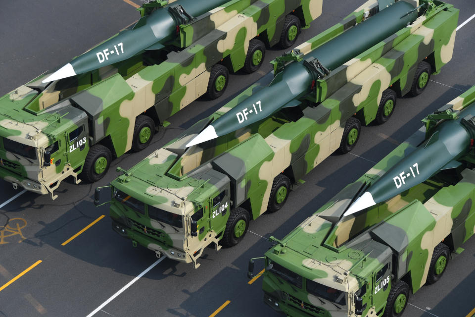 Image: Dongfeng-17 missiles on display at a military parade in Beijing (Pan Yulong / Xinhua News Agency/Getty Images file)