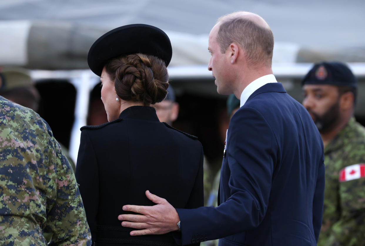 Prince and Princess of Wales today visited troops who will take part in the Queen's funeral. (Getty Images)