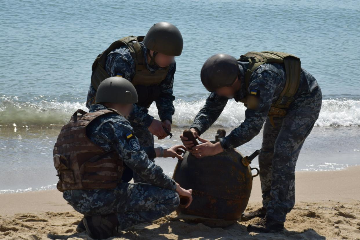 The mines were found in the Odessa region on Saturday, the Ukrainian military said. (Facebook/Operational Command South)