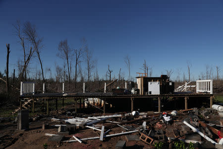 A house is seen devastated after two deadly back-to-back tornadoes, in Beauregard, Alabama, U.S., March 5, 2019. REUTERS/Shannon Stapleton