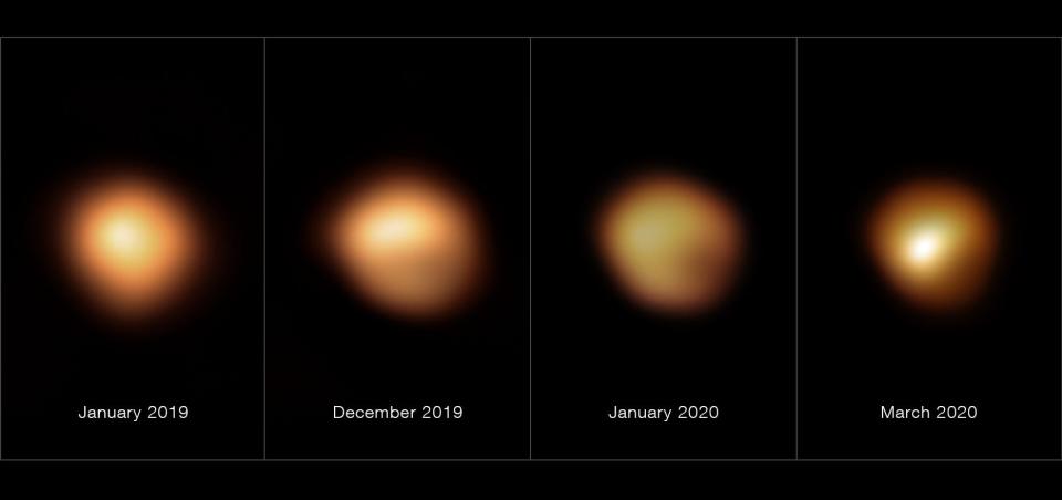 betelgeuse star orange light dimming in space