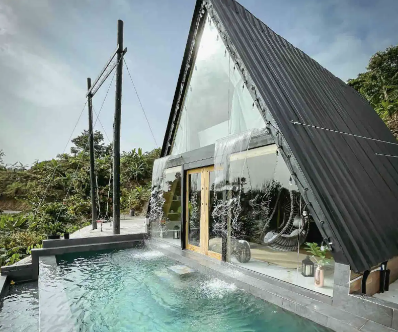 This Puerto Rican Airbnb is a romantic and remote property for couples.
pictured: a triangular Airbnb in Puerto Rico