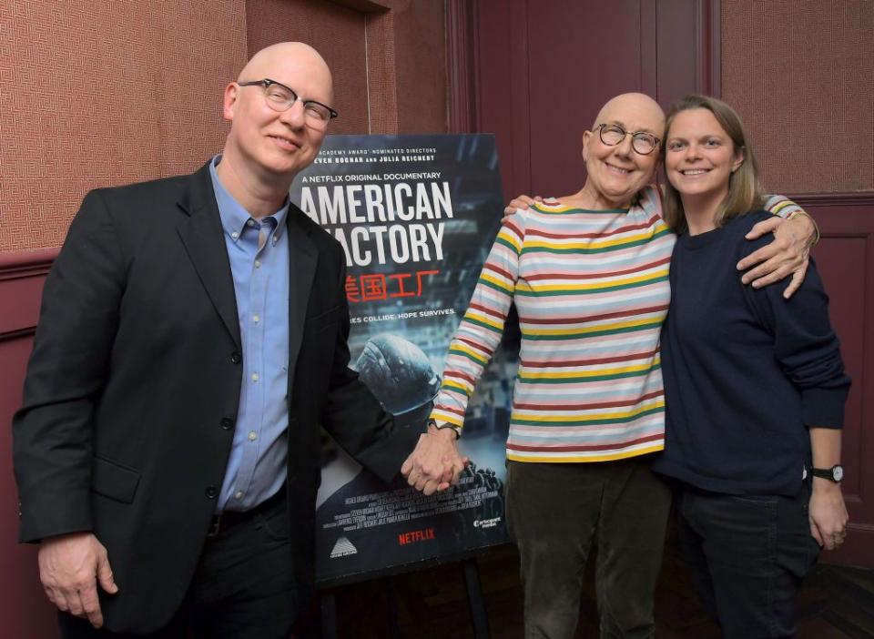 WEST HOLLYWOOD, CALIFORNIA - JANUARY 31: Steven Bognar, Julia Reichert and Tonia Davis attend the 'American Factory' AMPAS screening at Soho House on January 31, 2020 in West Hollywood, California. (Photo by Charley Gallay/Getty Images for Netflix)