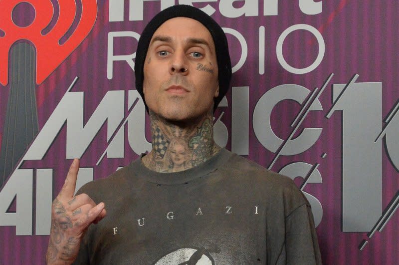 Travis Barker arrives for the sixth annual iHeartRadio Music Awards at the Microsoft Theater in Los Angeles in 2019. File Photo by Jim Ruymen/UPI