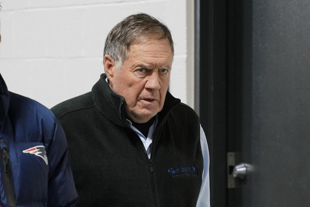 New England Patriots head coach Bill Belichick arrives at Acrisure Stadium for an NFL football game against the Pittsburgh Steelers in Pittsburgh, Thursday, Dec. 7, 2023. (AP Photo/Gene J. Puskar)