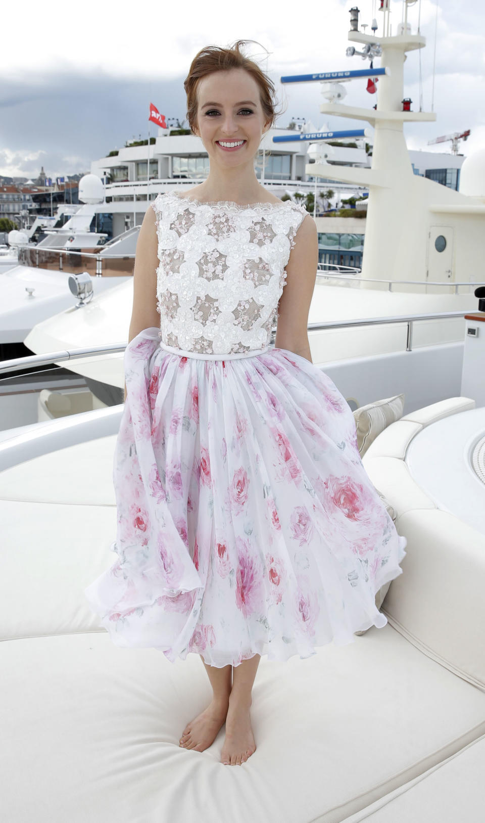 FILE - This May 19, 2013 file photo shows actress Ahna O'Reilly wearing a Georges Hobeika top and floral printed skirt embroidered with Swarovski crystals at the Art of Elysium Party during the 66th international film festival, in Cannes, southern France. (Photo by Todd Williamson/Invision/AP, file)