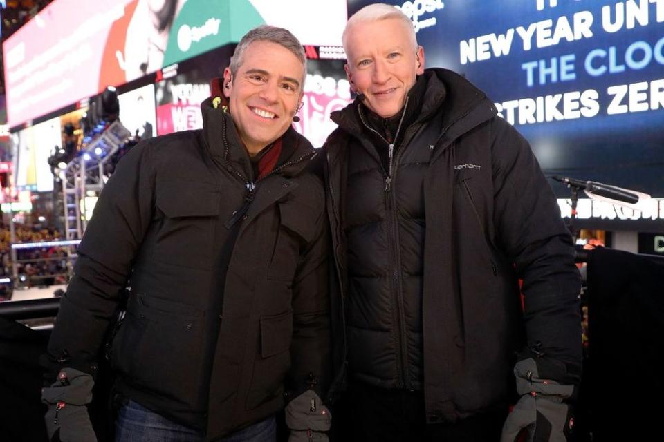 Andy Cohen (left) and Anderson Cooper during CNN's 2018 New Year's Eve coverage. | Taylor Hill/FilmMagic