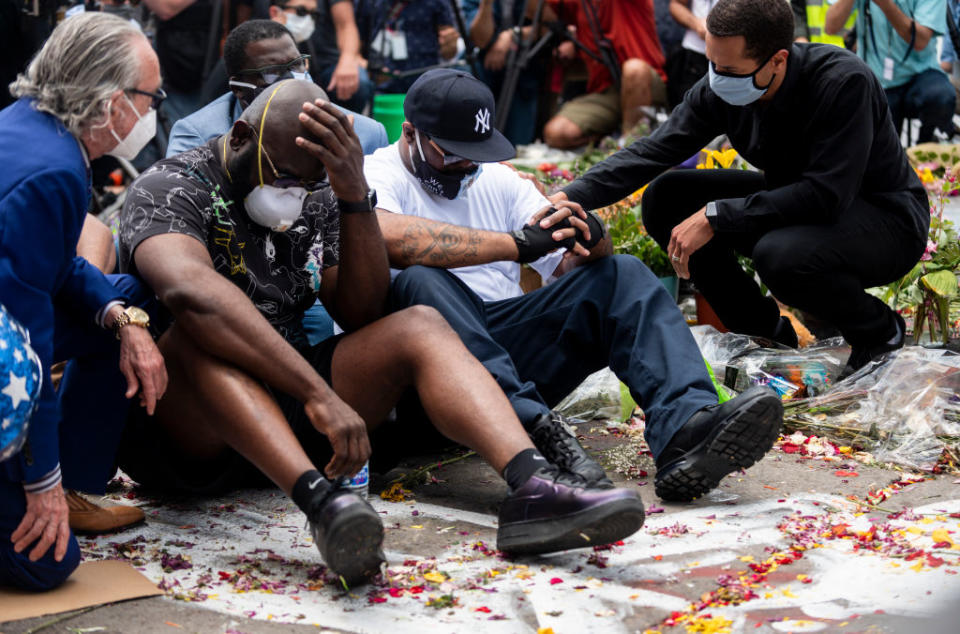 Terrence Floyd (C) attends a vigil where his brother George Floyd was killed. Source: Getty Images