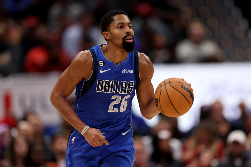 Spencer Dinwiddie #26 of the Dallas Mavericks has big fantasy value right now