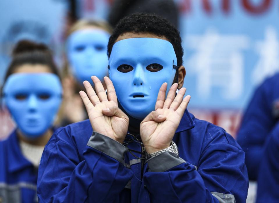 Eine Demonstration gegen Chinas Unterdrückung der Uiguren im Januar in Berlin