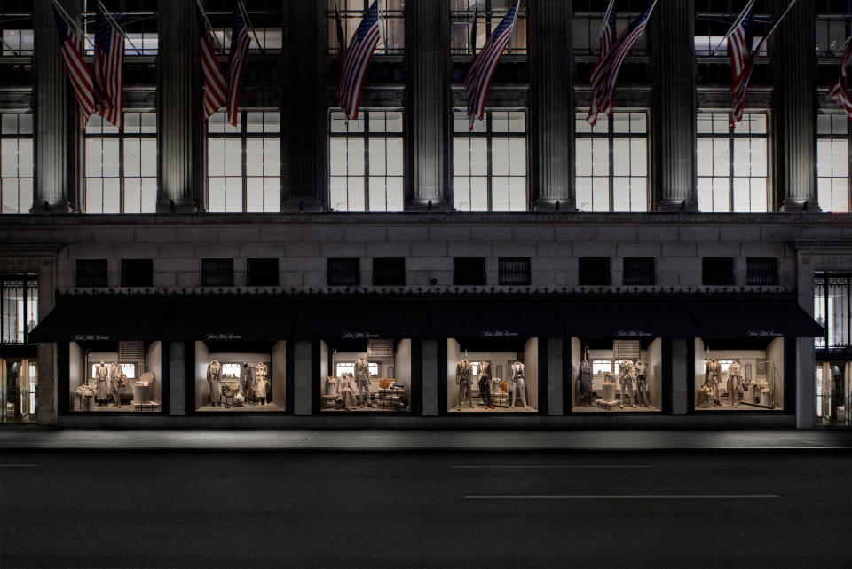 The Brunello Cucinelli windows at Saks New York flagship.