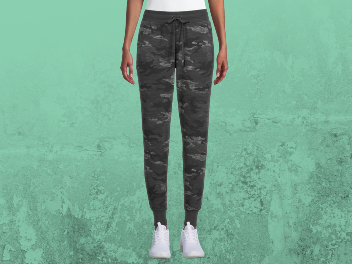 Athletic Works Women's Soft Jogger Pants in Black Camo.