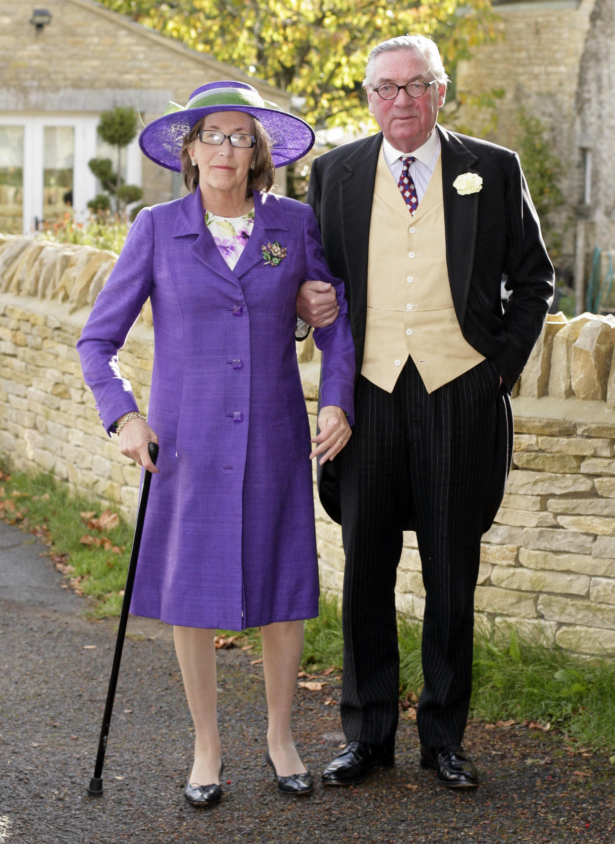 NORTHLEACH, UNITED KINGDOM - OCTOBER 23: (EMBARGOED FOR PUBLICATION IN UK NEWSPAPERS UNTIL 48 HOURS AFTER CREATE DATE AND TIME) Lady Celia Vestey and Lord Samuel Vestey attend Harry Meade & Rosie Bradford's wedding at the Church of St. Peter and St. Paul on October 23, 2010 in Northleach near Cheltenham, England. (Photo by Indigo/Getty Images)