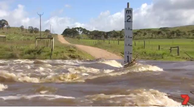 Floodwaters were a metre high. Source: 7 News