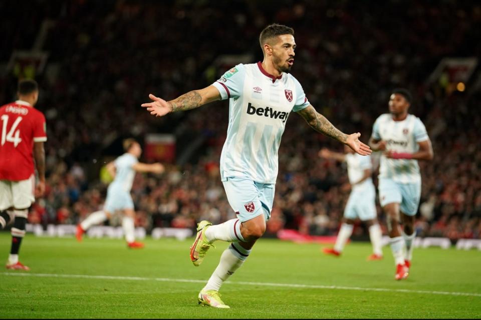 Manuel Lanzini’s early goal sent West Ham through against Manchester United   (AP)