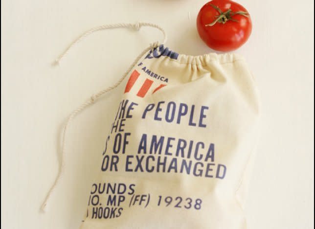 Reuse vintage flour sacks and turn them into fruit and <a href="http://www.huffingtonpost.com/2013/01/24/reusable-vegetable-fruit-bags_n_2536944.html?utm_hp_ref=crafts" target="_hplink">veggie bags</a>.