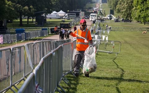 Royal Wedding Clean Up on the Long Walk - Credit: Jeff Gilbert for The Telegraph 