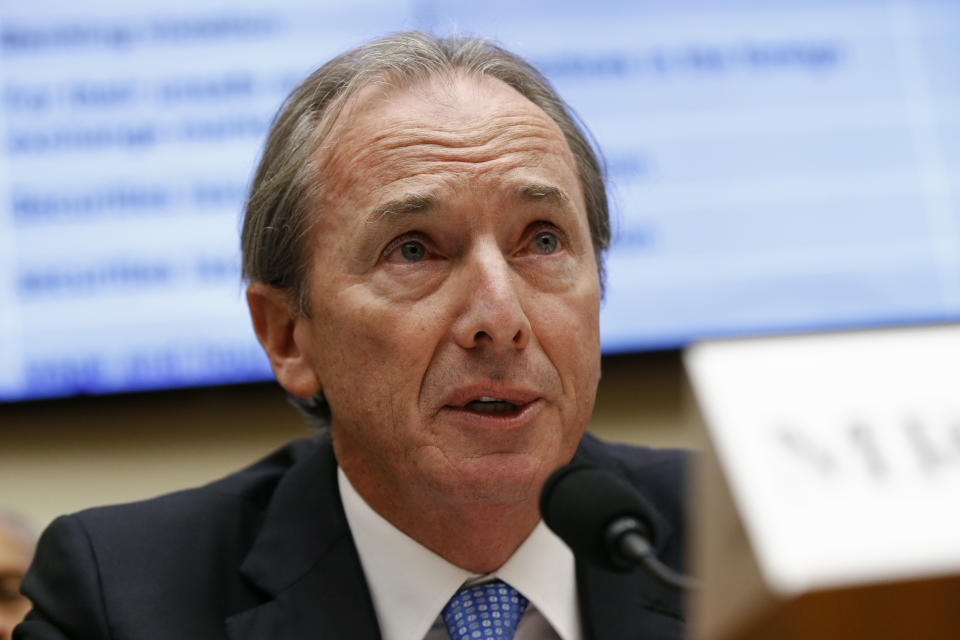 Morgan Stanley chairman and CEO James Gorman testifies before the House Financial Services Commitee during a hearing, Wednesday, April 10, 2019, on Capitol Hill in Washington. (AP Photo/Patrick Semansky)