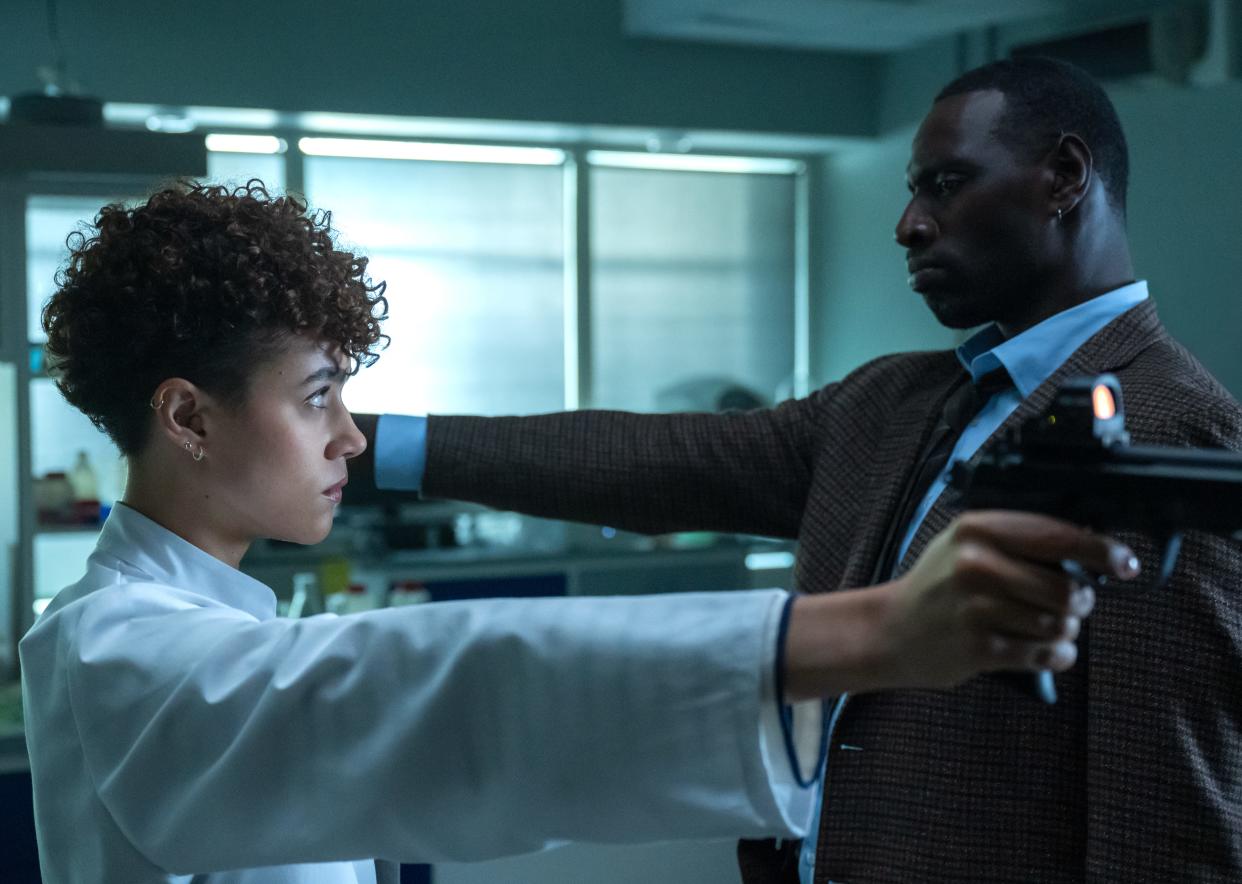 Nathalie Emmanuel plays an international assassin and Omar Sy is a French cop in "The Killer," director John Woo's remake of his iconic 1989 action film.