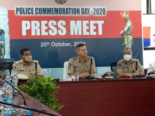 DGP Gautam Sawang at the press meet. 