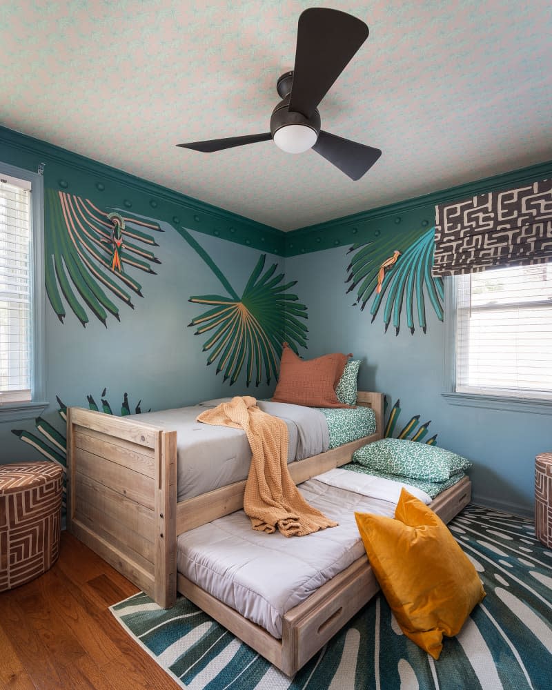 Trundle bed in newly remodeled bedroom.