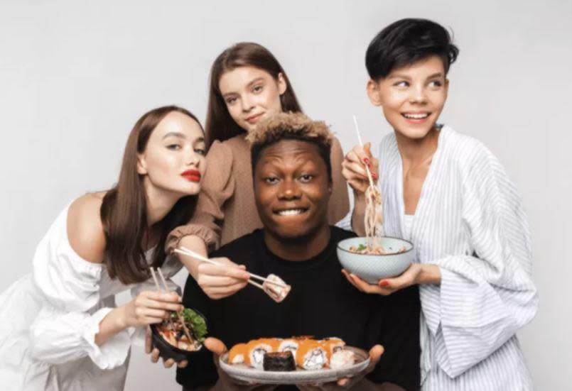 A photo used by Russia sushi restaurant chain Yobidoyobi, which the chain's founder said had been taken down due to a backlash against the use of a Black model. 