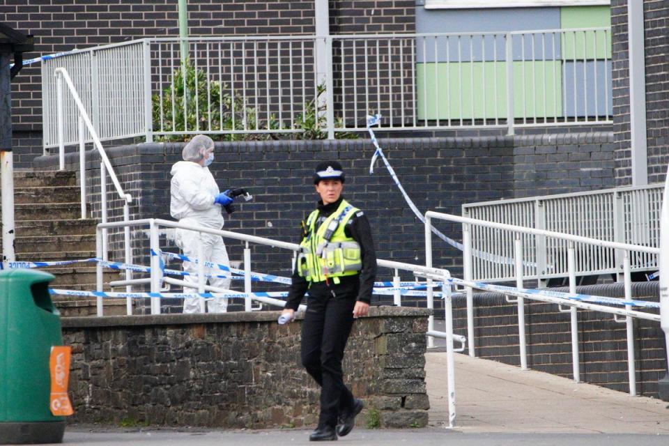 The scene at the school in Ammanford (PA Wire)