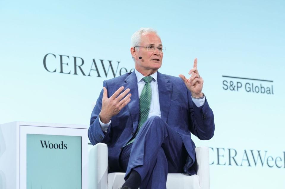 Exxon Mobil CEO Darren Woods spoke at a conference in Houston in March.