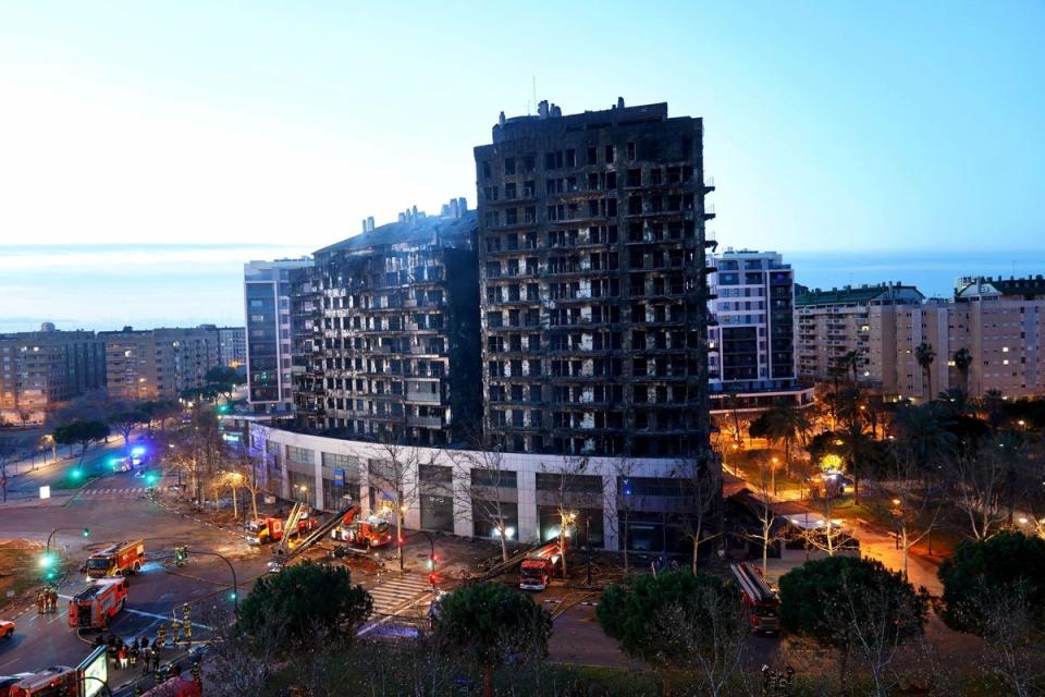 Site of the burned block of flats (AP)