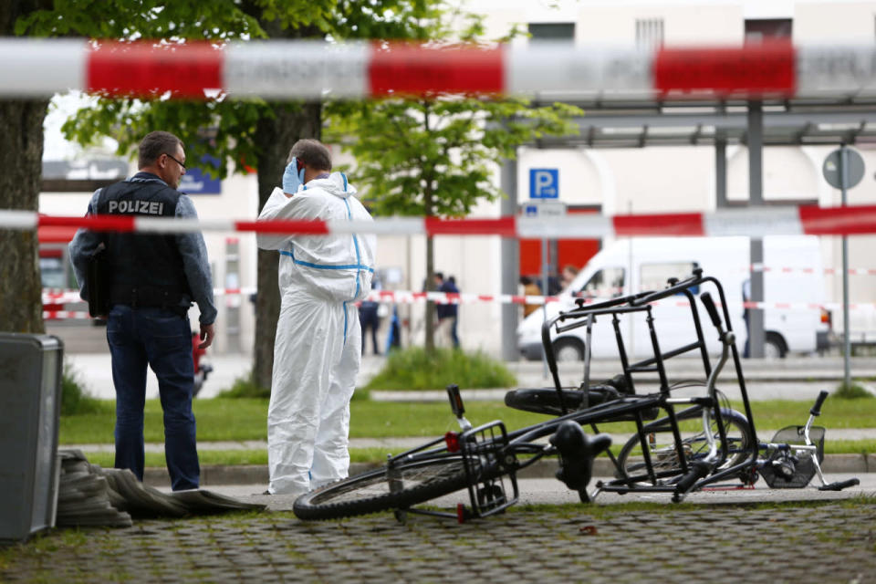 Police barrier is pictured at the train station after an attack in Grafing, southeast of Munich, Germany, May 10, 2016. (REUTERS/Michaela Rehle)