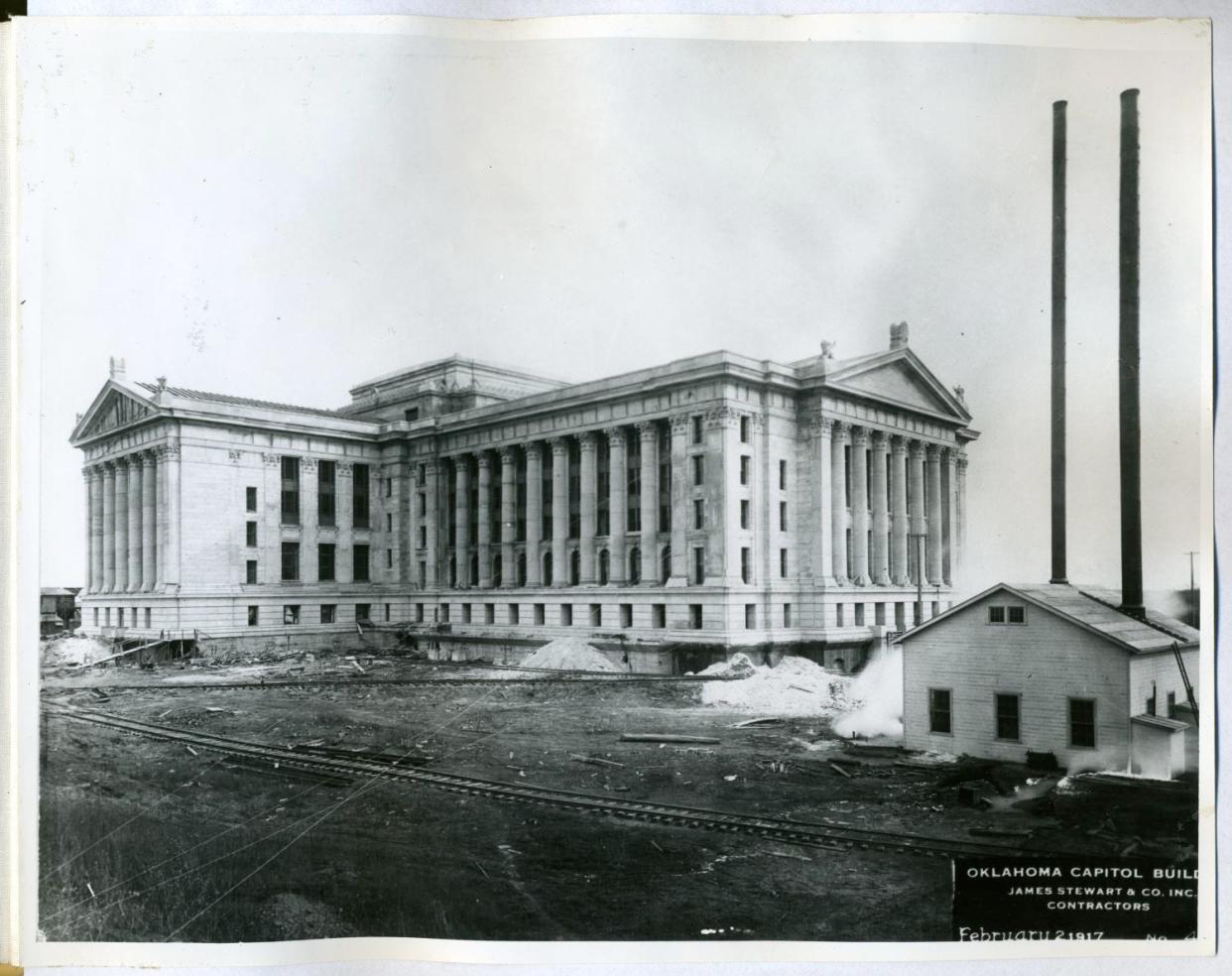 The dome-less Oklahoma Capitol building is pictured in this photo from the mid-1910s.