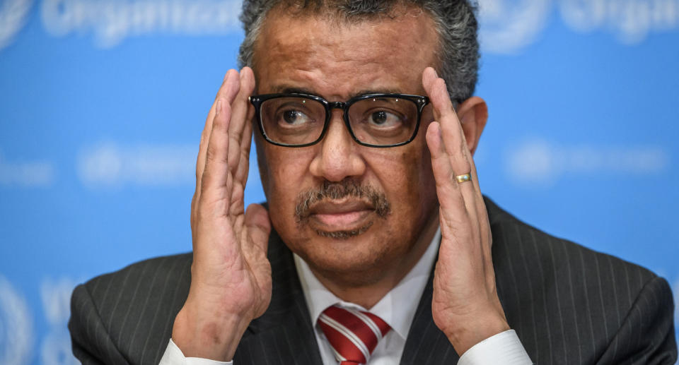 Photo shows WHO chief Tedros Adhanom Ghebreyesus.