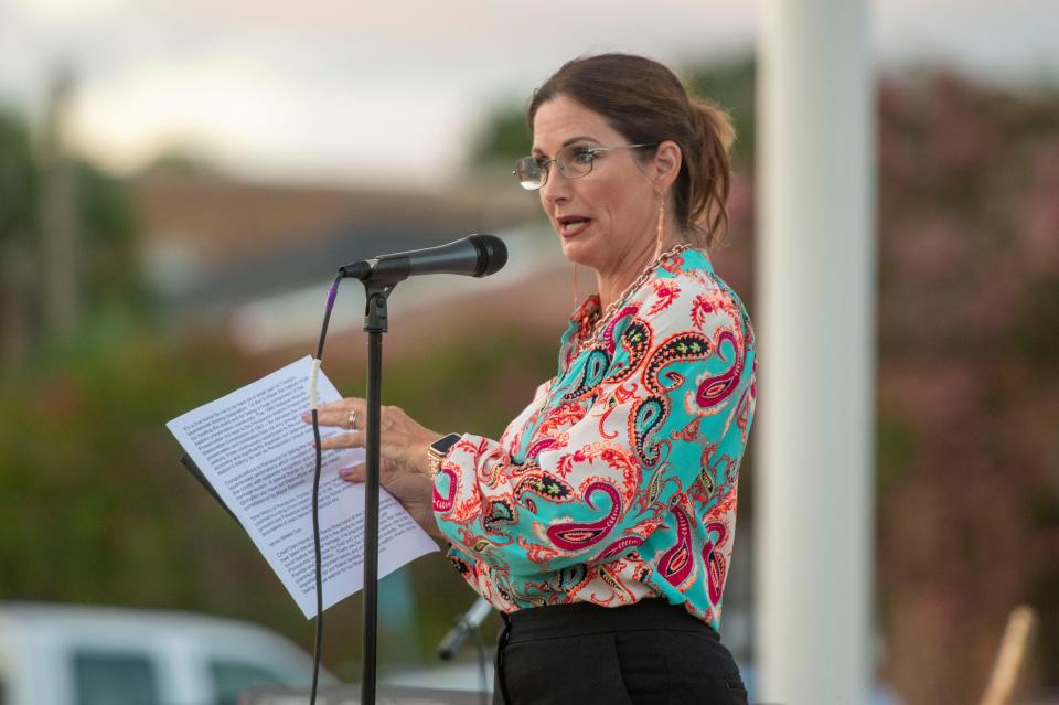 State Rep. Michelle Salzman speaks during Florida's Territorial Bicentennial Closing Celebration at Museum Plaza on July 17.