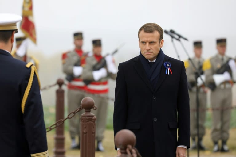 During weeklong World War I centenary commemorations in France, President Emmanuel Macron said Europe needed to reduce its dependence on American might