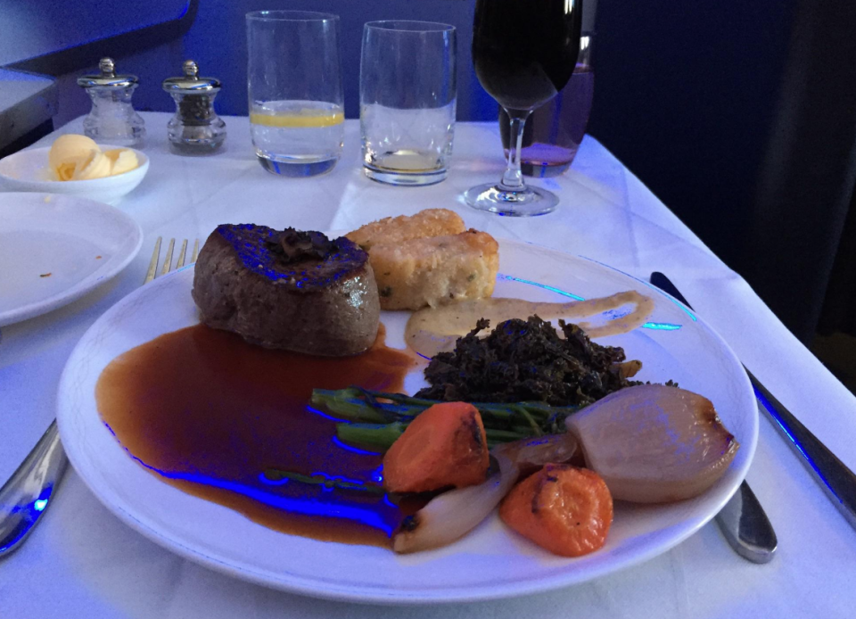 Filet mignon, roasted veggies, and scalloped potatoes.