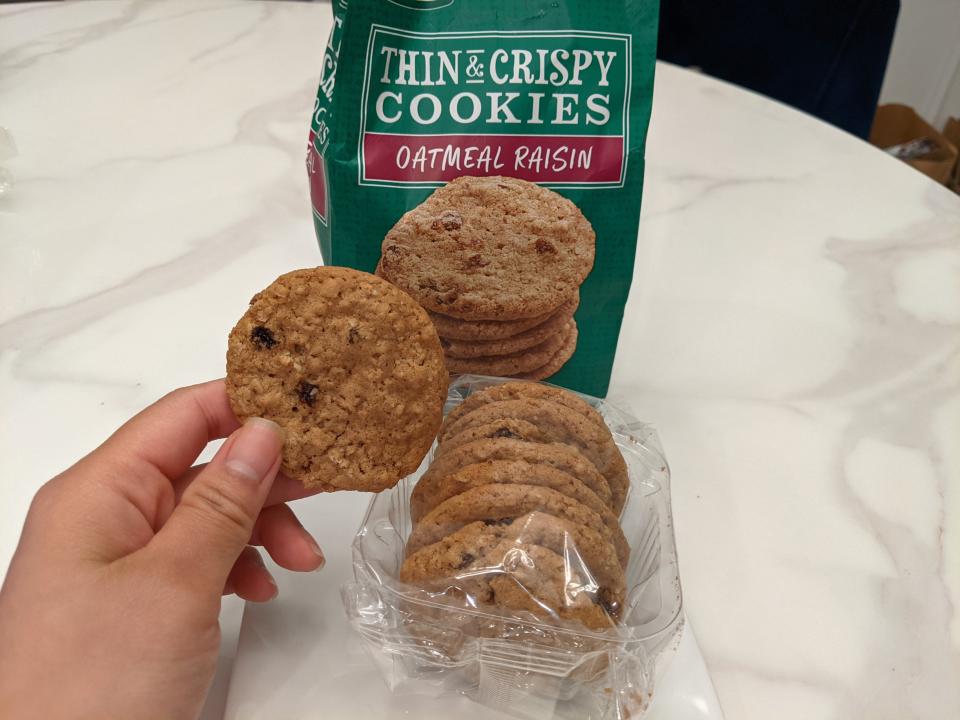 Aldi thin and crispy oatmeal cookies in original packaging