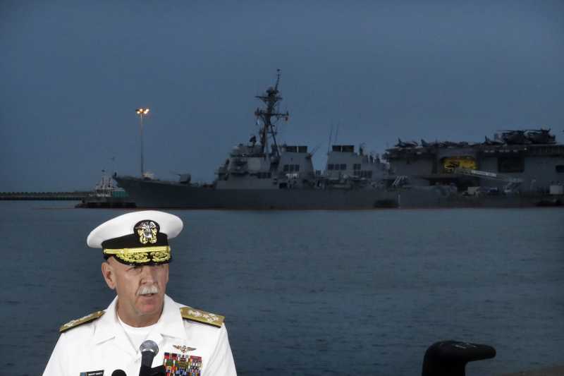 美軍太平洋司令史威夫特上將在日本對馬侃號事故發表看法。（美聯社）