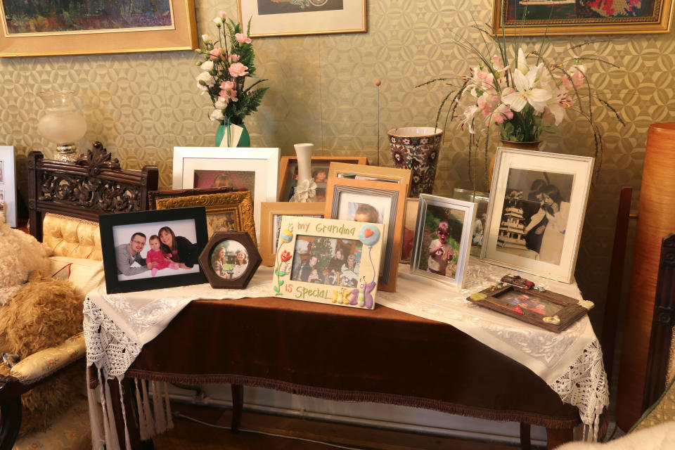 Family Photos on Side Table in Home Surrey England