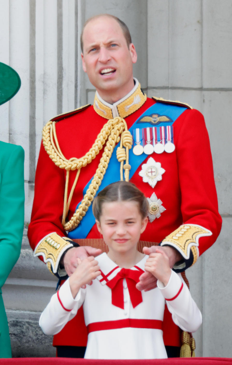 Prince William and Princess Charlotte at King's Trooping the Colour on Buckingham Palace balcony