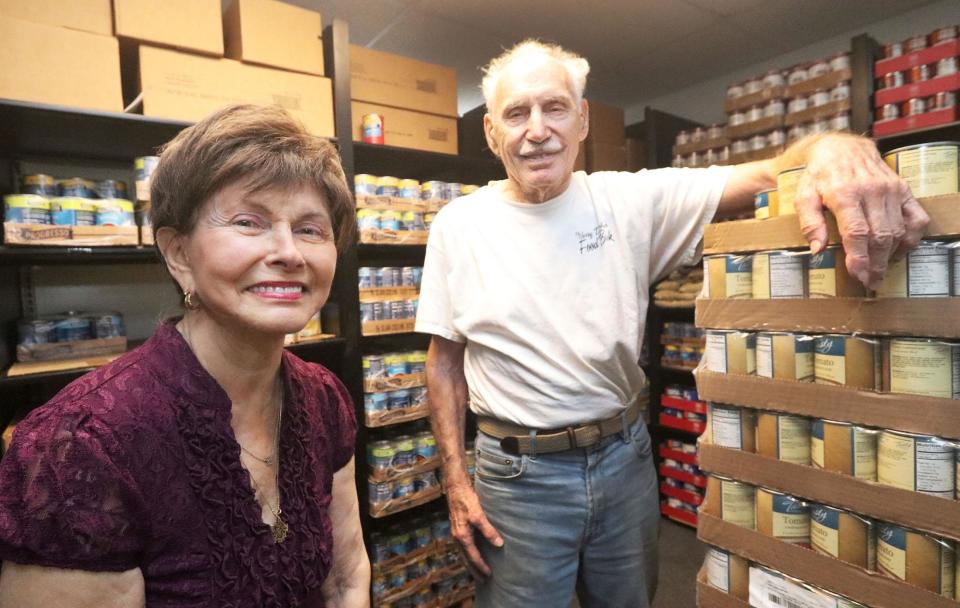 Gloria Max and her husband, Ray, at the Jerry Doliner Food Bank in Ormond Beach.