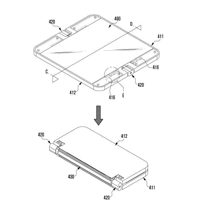 Samsung's flexible device patent could result in a foldable phone. Credit: USPTO