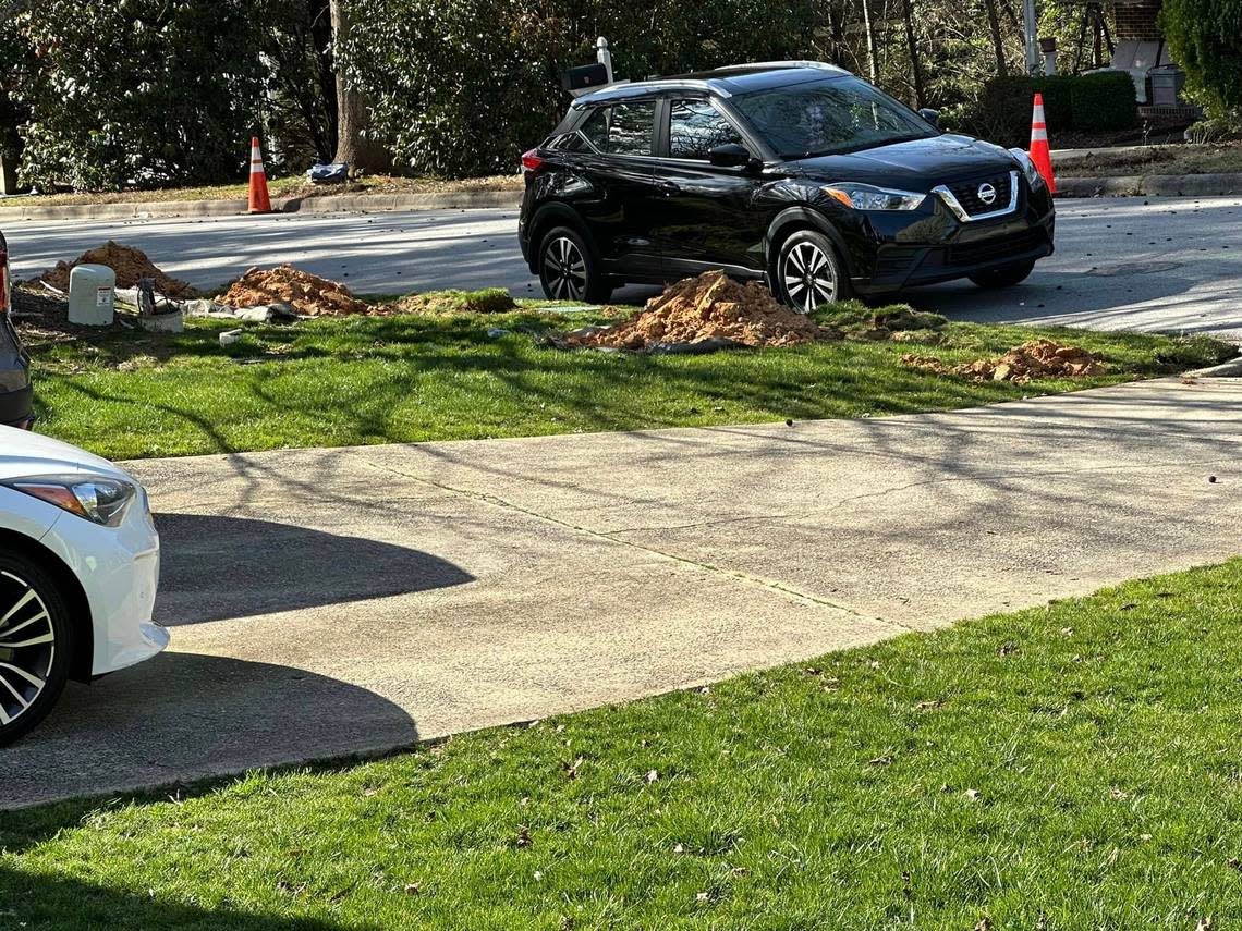 Apex resident Jeremy Davis shared this photo of Google Fiber being installed near his yard. “They mostly did a pretty good job preserving and replacing the turf to cover what they dug up,” he said.