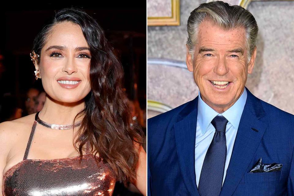 <p>Stefanie Keenan/Getty Images; Eamonn M. McCormack/Getty Images</p> From Left: Salma Hayek Pinault; and Pierce Brosnan
