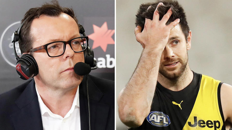 AFL.com.au journalist Damian Barrett (pictured left) and Trent Cotchin (pictured right).