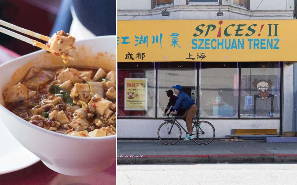 <p>When Danny talks about the genesis of Mission Chinese Food, he often evokes <strong>Spices II: Szechuan Trenz</strong>. The restaurant is one of the first places he encountered the distinct pleasures of Szechuan cuisine, and it inspired the chef to begin experimenting with the region’s flavors.</p> <p><em>Spices II: Szechuan Trenz: 291 6th Ave, San Francisco; 415-752-8885; <a rel="nofollow noopener" href="http://spicessf.com" target="_blank" data-ylk="slk:spicessf.com;elm:context_link;itc:0;sec:content-canvas" class="link ">spicessf.com</a></em></p>