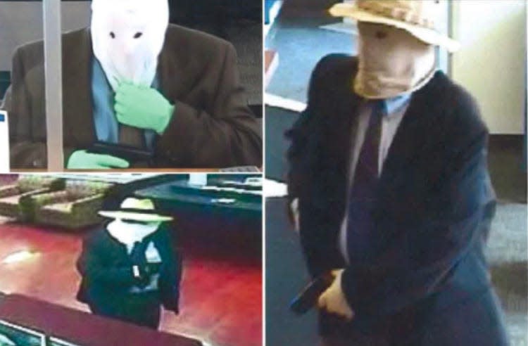 Compilation of surveillance cam stills from banks heists by the “Straw Hat Bandit.” His 2017 trial in federal court in Philadelphia lasted two weeks, and included 70 witnesses, among them 22 eyewitnesses. “No physical evidence ever connected any of these crimes to me. It was a circumstantial case,” Boyle said in a Sept. 2023 prison interview.